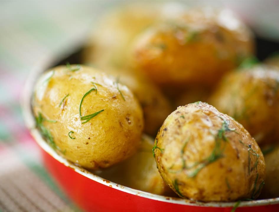 potatoes in bowl on table brown butter new potatoes recipe