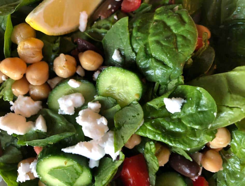 greek chickpea and feta salad ingredients